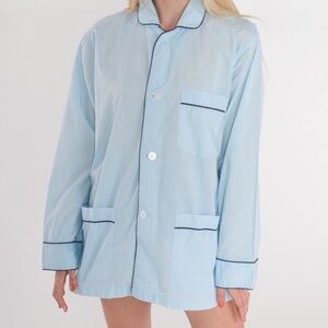 Christian Dior Light Blue Pajama Shirt with Contrast Piping